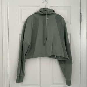 Off White hooded sweater. Size large. Pastel green color. Amazing condition